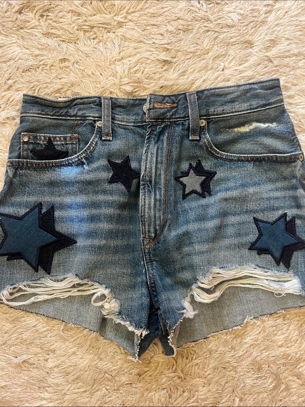 NWT Ariat Blue Star Appliqué Distressed Jean Shorts